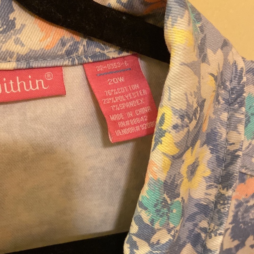 Woman’s floral denim jacket